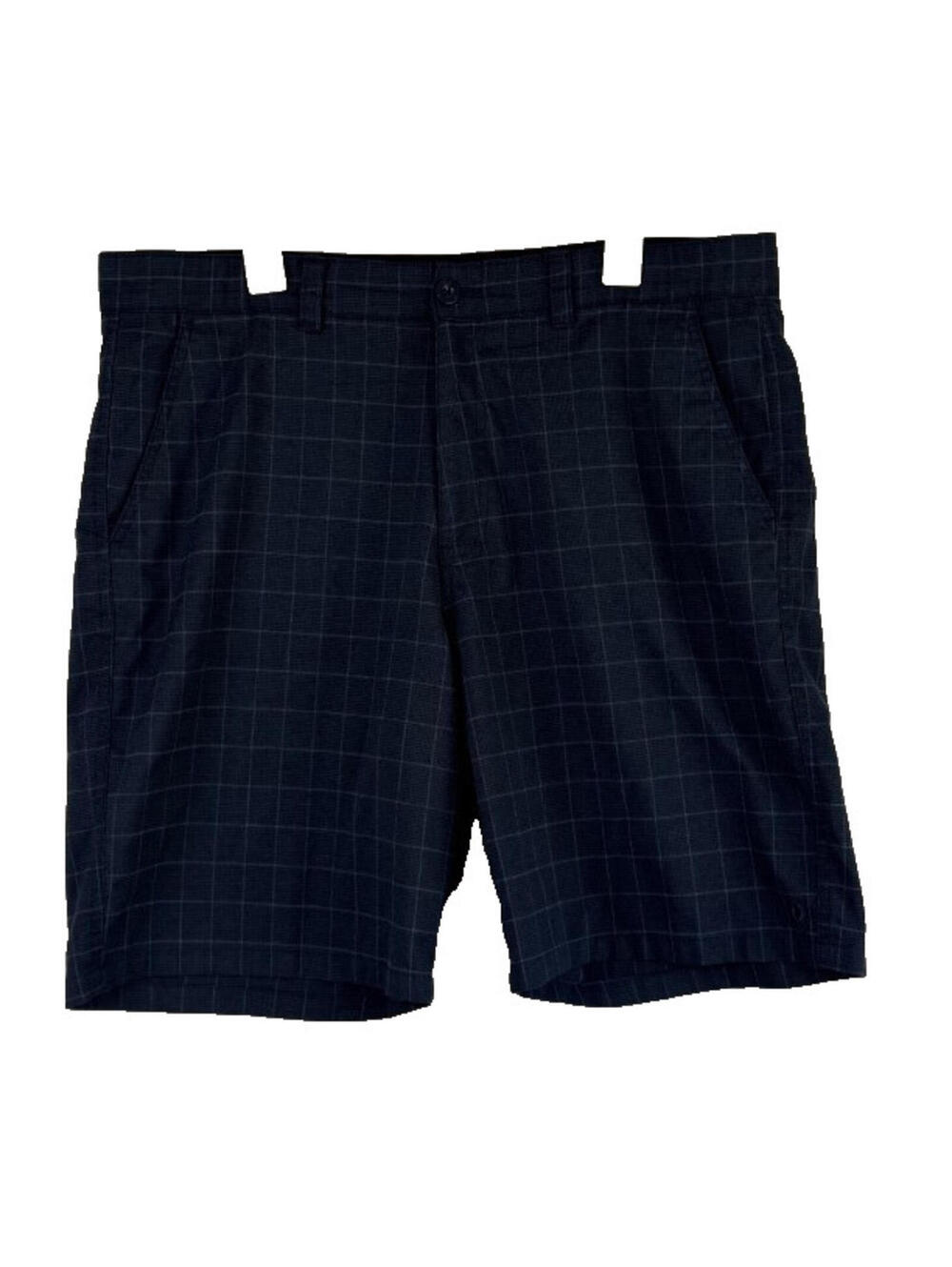 Hang Ten Shorts Navy Check Plaid Sz 38 - 10in Inseam Surf Swim Casual